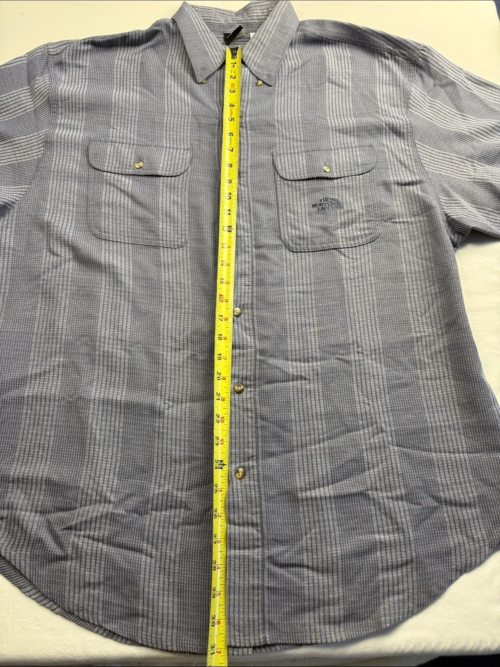 The North Face Men's Light BlueGrey Vertical Stripe Button-Down Shirt
